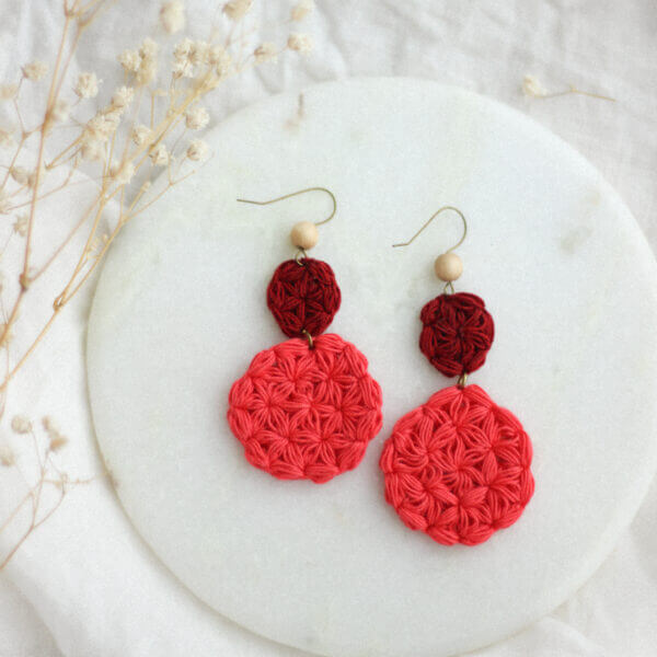 Jasmin duo earrings burgundy and carmine red