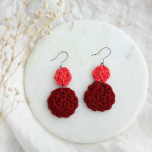 Jasmin duo earrings carmine and burgundy red